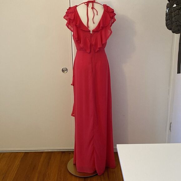 Lulus Love From Above Pink Ruffled Surplice Maxi Dress Size Small - Picture 7 of 16